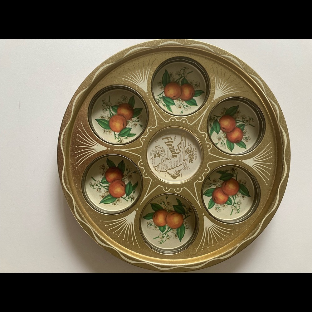 Vintage  Mid Century Modern Metal Florida State Coaster Tray